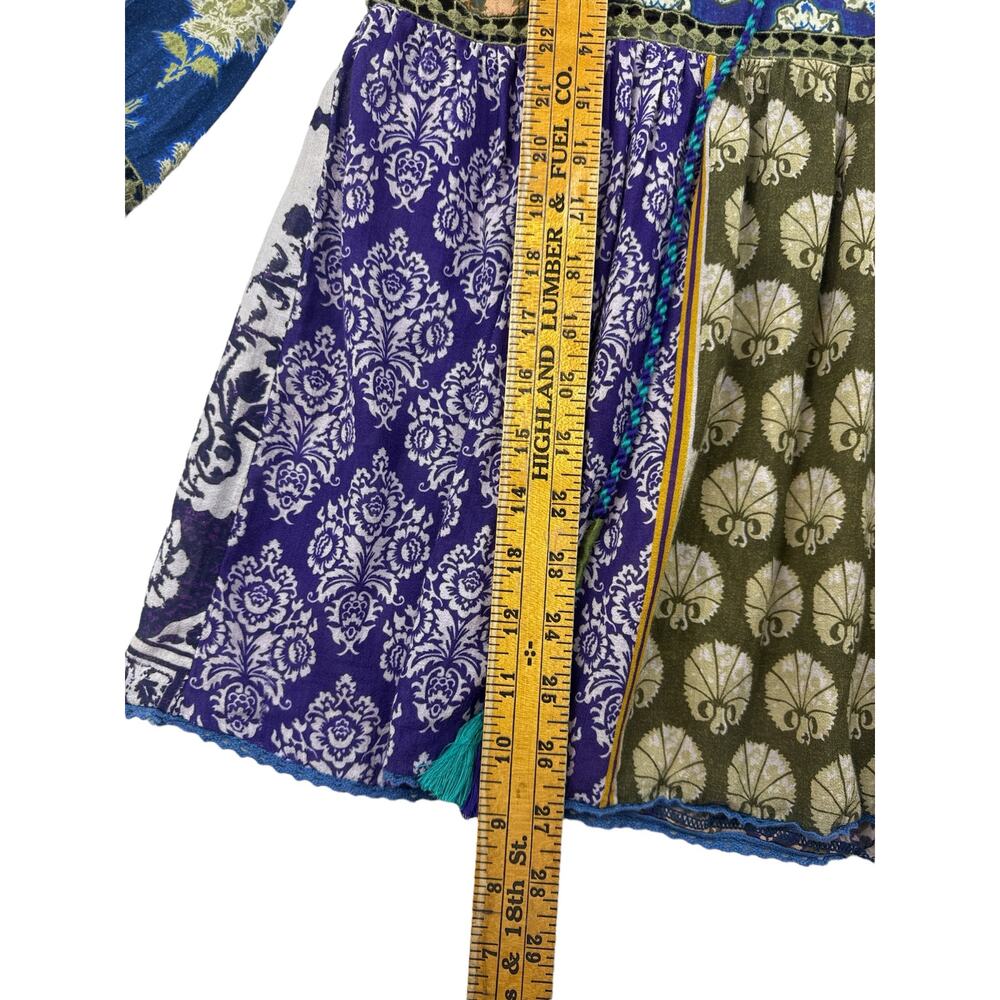 Soft Surroundings Boho Hippie Tassel Gold Patchwork Peasant Tunic Sz M - Picture 13 of 16